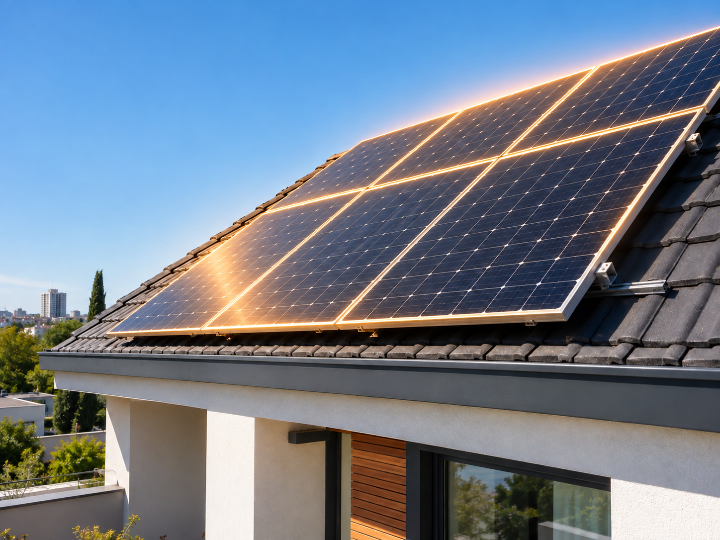 Paneles solares instalados en un techo